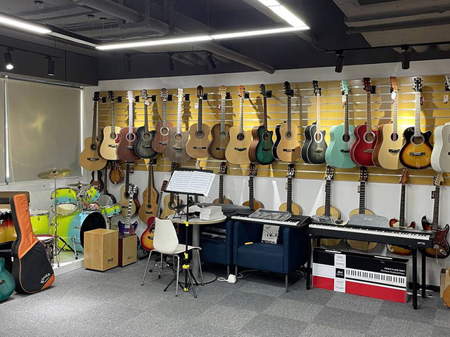 music instruments showroom