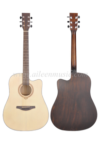 41 Inch D Shape Black ABS Binding Acoustic Guitar (AFM-H10)
