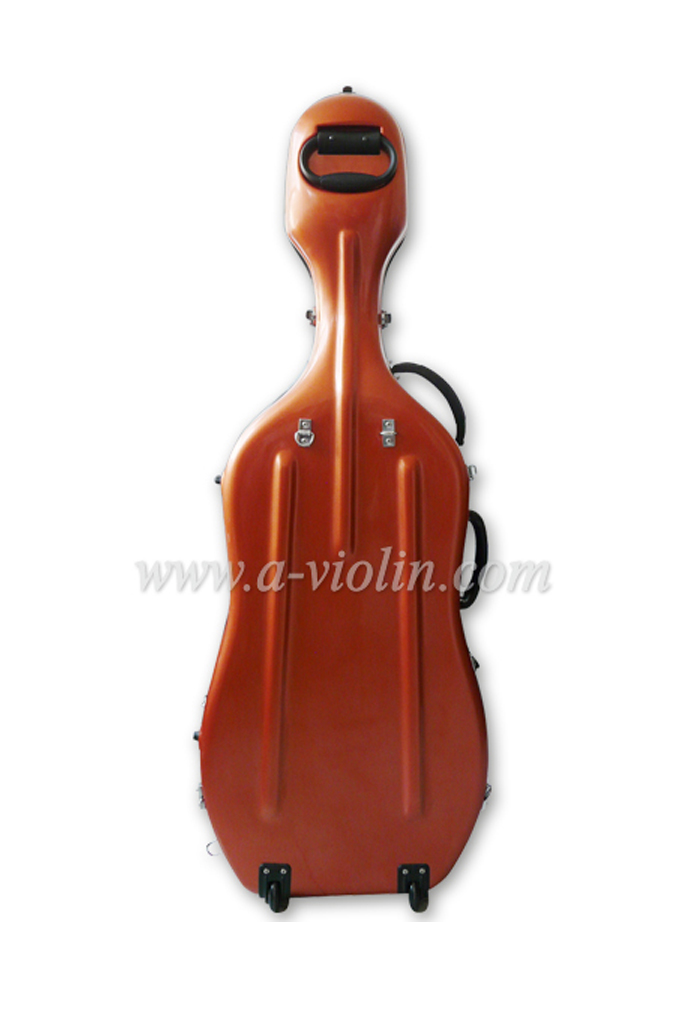 Strong Red Fiberglass 4/4 Cello Case with Wheels(CSC002)