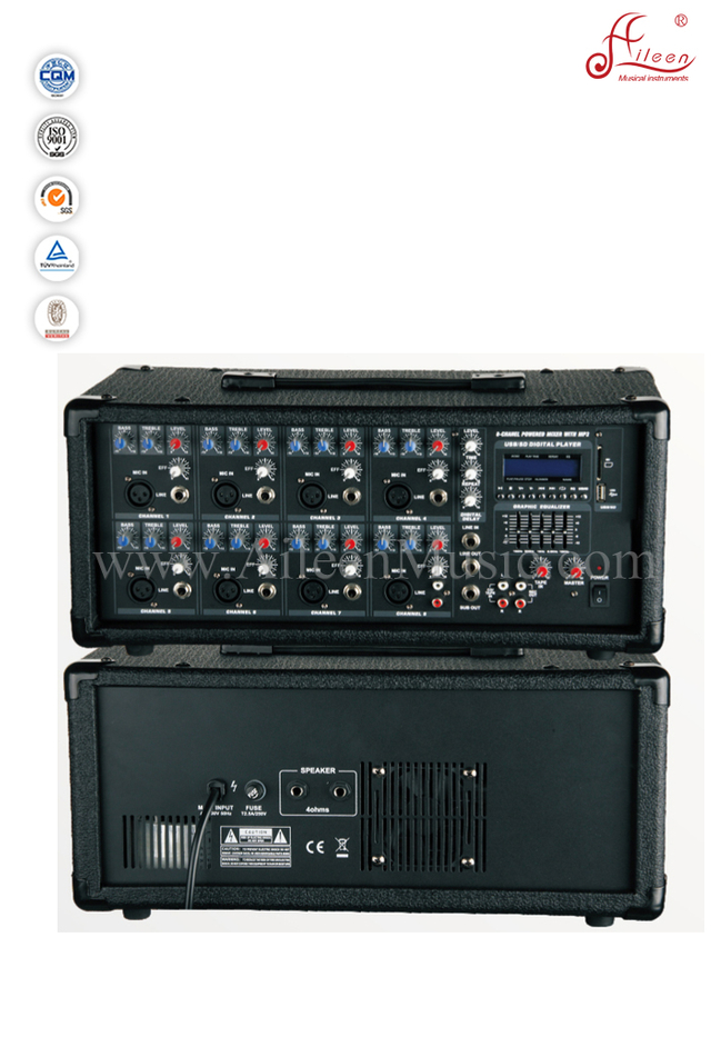 Musical Instrument 8 Channel Treble Bass XLR PA Mobile Power Amplifier (APM-0830BU)