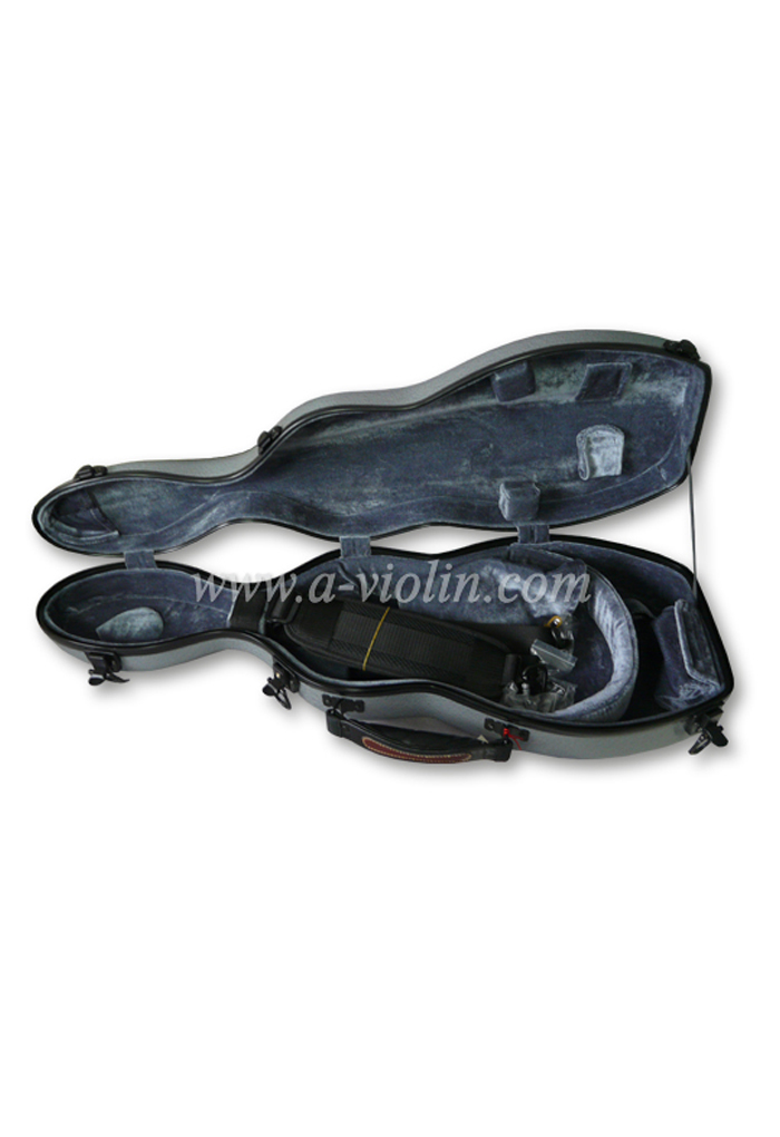 Nice Velvet Interior Fiber Glass Cello-shaped Violin Case (CSV-F17)