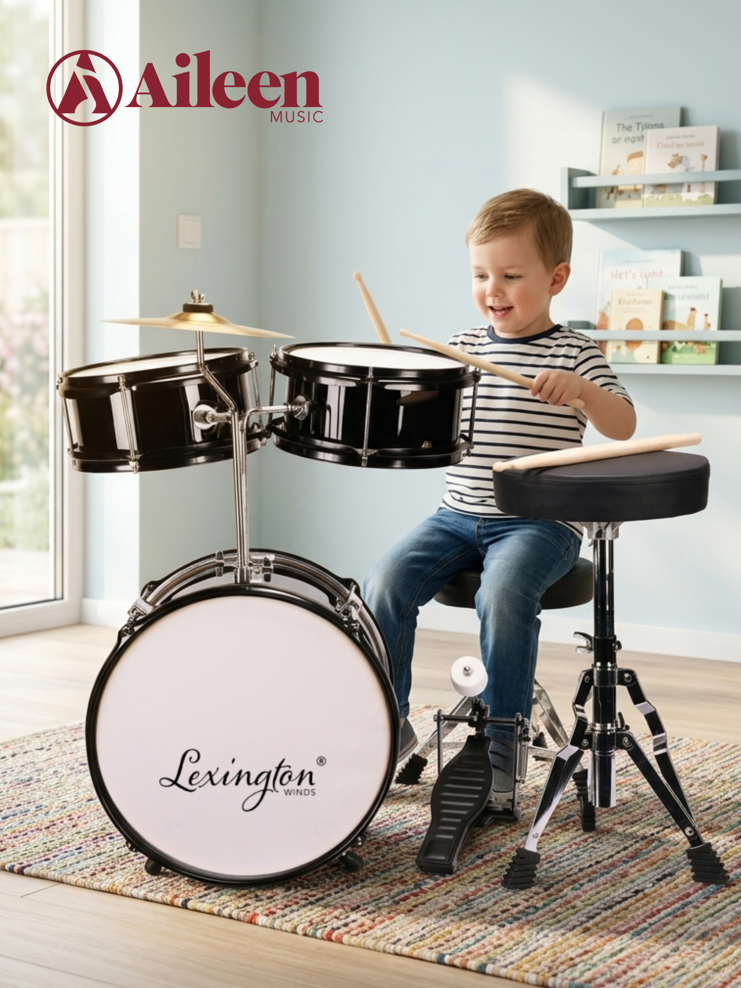 DSET-288 Bass Kids Drum Pedal Beginner Drum 3-PC Junior Drum Set for Kids