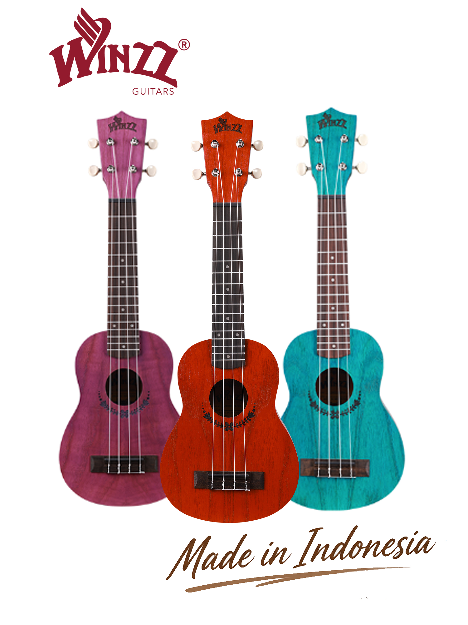 AU605-21 Winzz Colorful Soprano 21'' Ukulele Made in Indonesia