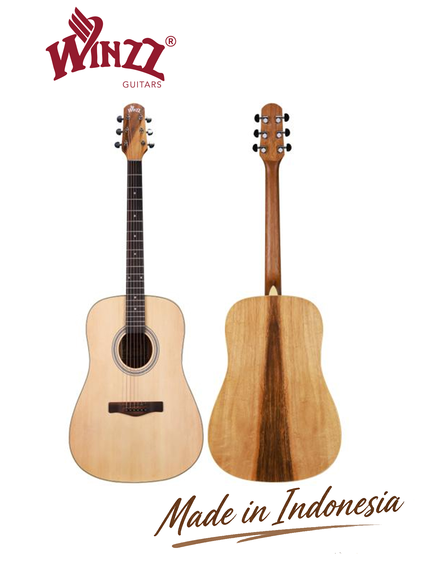 WAG1601 Winzz Exotic Material 41'' Acoustic Guitar Made in Indonesia