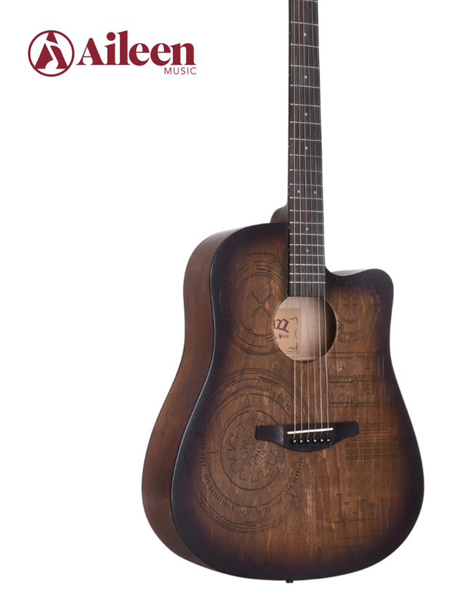  AF-HE00LC-41 Hot Sale 41 Inch Hand Rubbed Finish Cutaway Acoustic Guitar 
