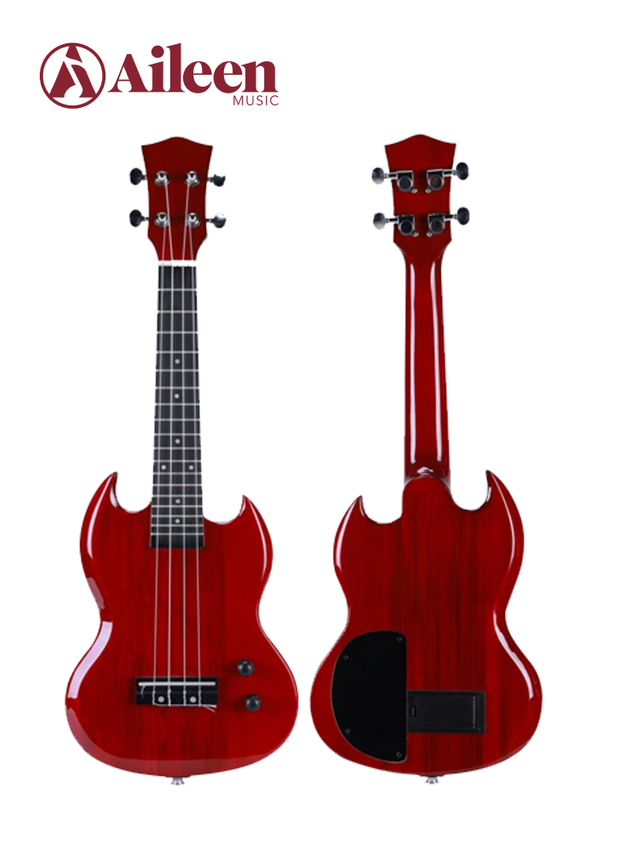 EUG01 Wholesale Price SG Style Solid Wood Thin Body 26" Electric Ukulele