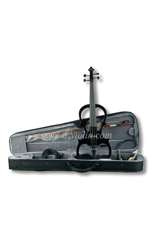 4/4 Ebony Parts Electric Violin Outfit With Foamed Case &amp; Bow (VE008B)