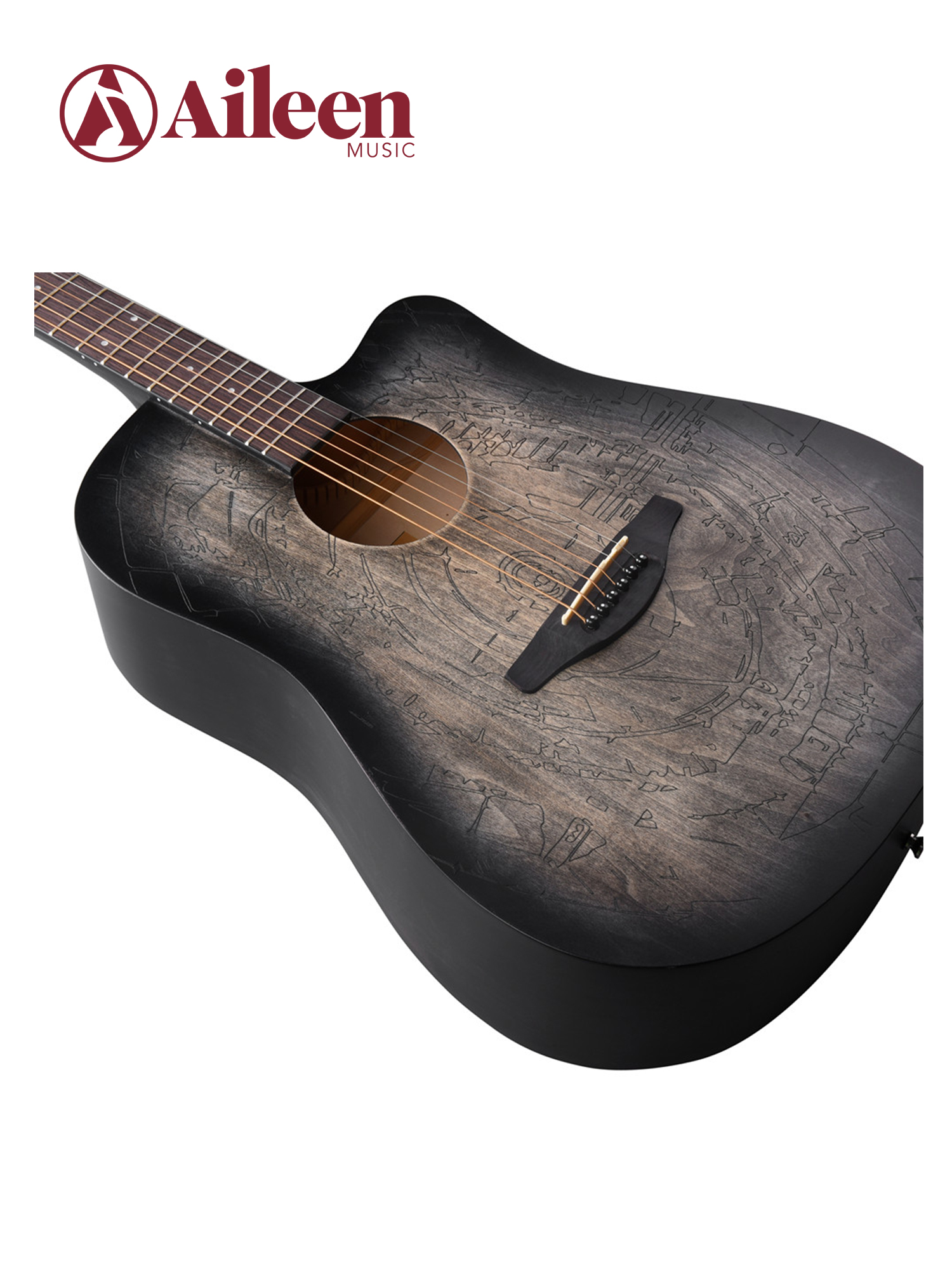  AF-HE00LC-41 Hot Sale 41 Inch Hand Rubbed Finish Cutaway Acoustic Guitar 