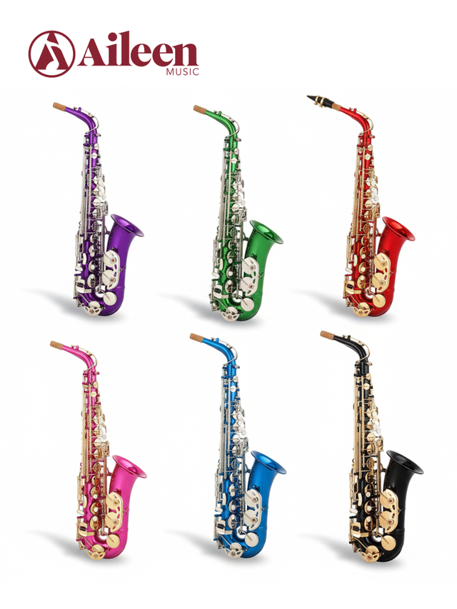 Professional Eb Alto Saxophone Yellow Brass Engraved Colored Finish with Case (SP1001C)