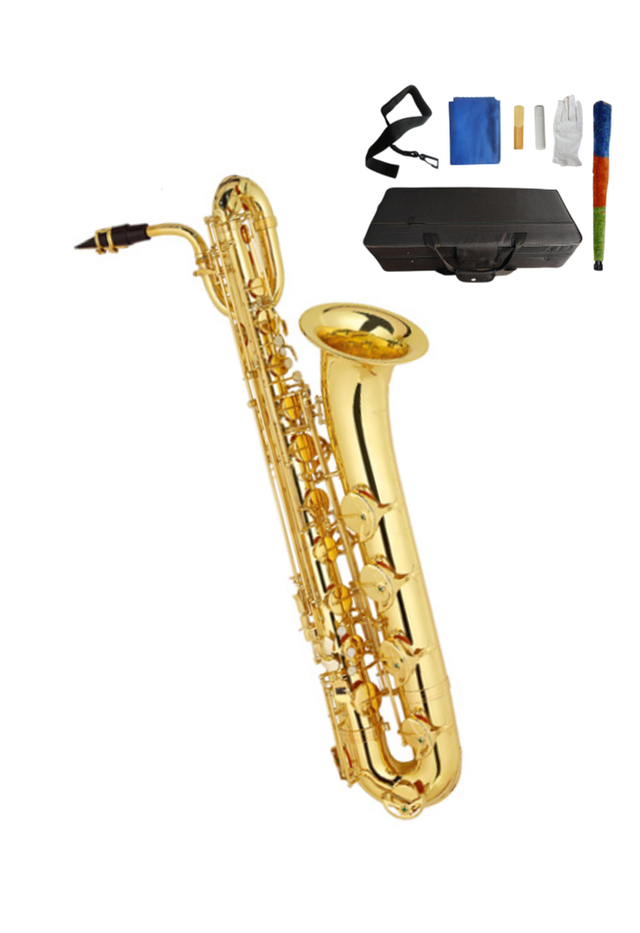 SP0111G Good Quality Gold Lacquered Yellow Brass Body Baritone Saxophone