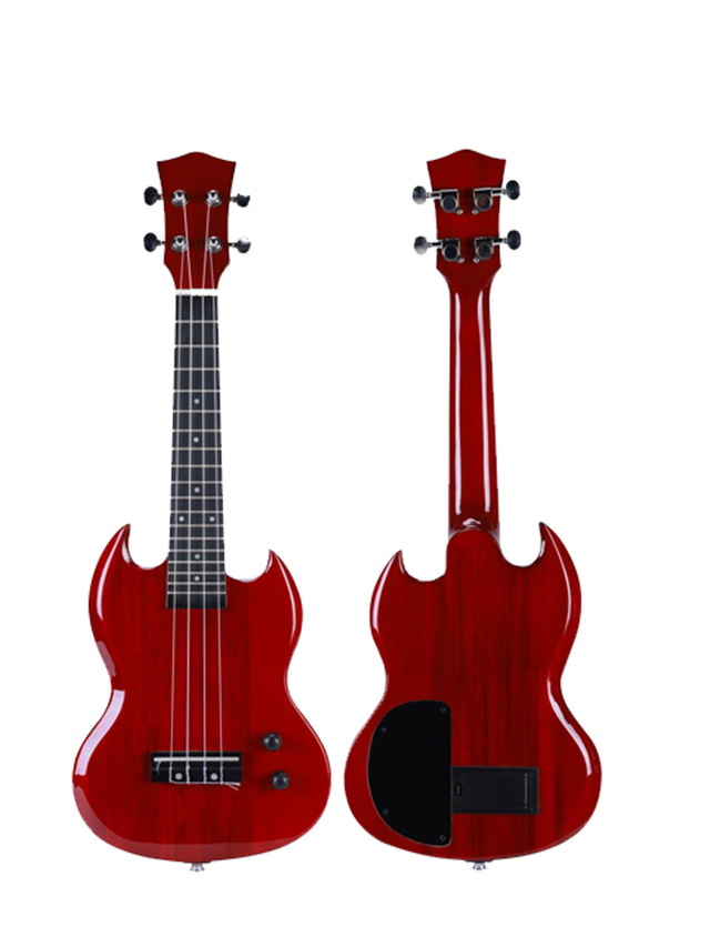 EUG01 Wholesale Price SG Style Solid Wood Thin Body 26" Electric Ukulele