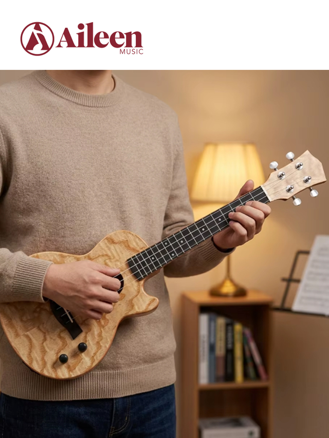 EUP74 LP Style Solid Wood Thin Body High Quality 26" Electric Ukulele
