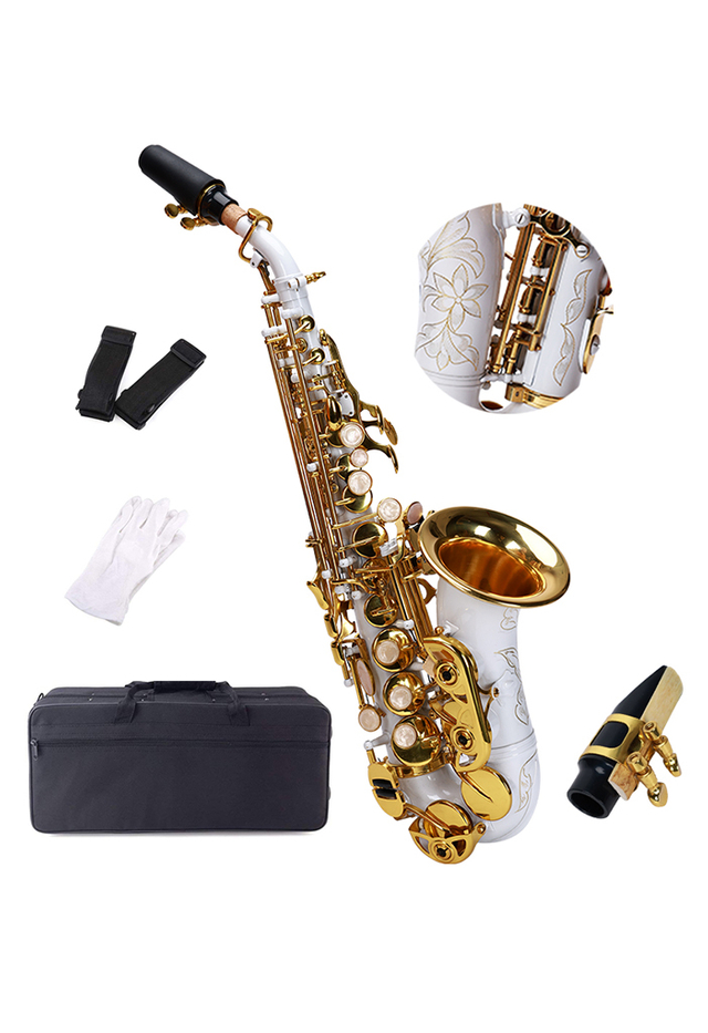 OEM Soprano saxophone curved White body saxofon soprano(SSP-GU2030WG)