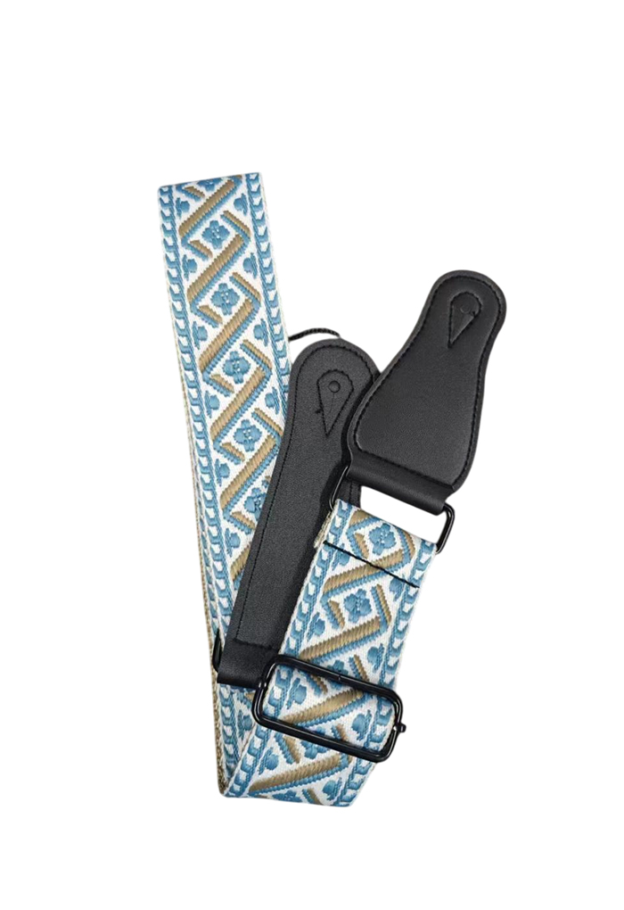 GS130 Factory Wholesale Adjustable Embroidered Style Nylon Guitar Strap