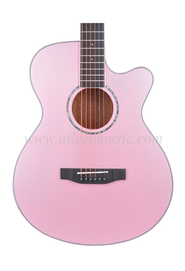 40 Inch Solid Spruce Top Mahogany Plywood Back And Side Metallic Color Acoustic Guitar(AFM17CC-OM) 