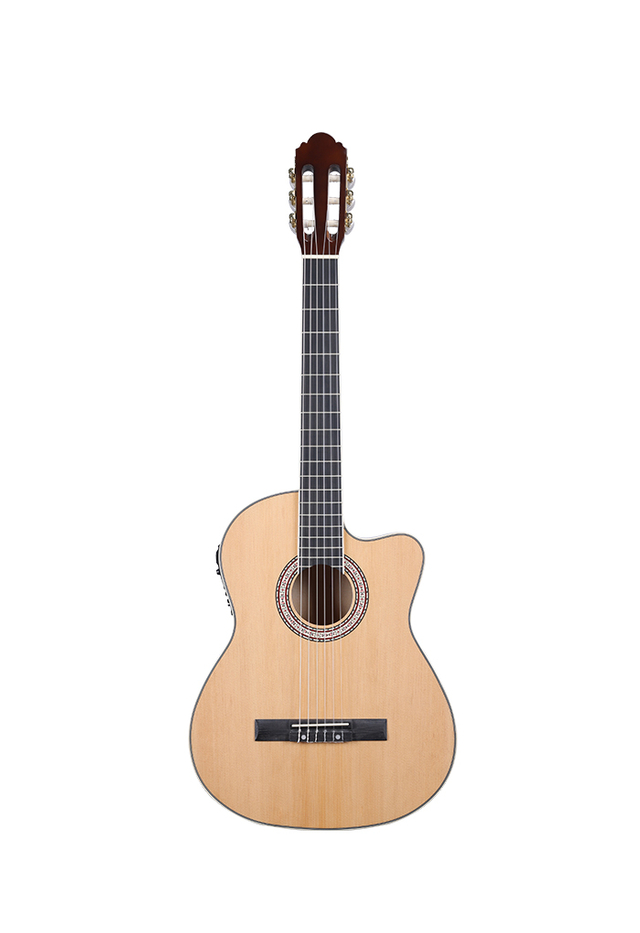 AC10ET New Thin Body 39" Cutaway Electric Acoustic Nylon Strings Guitar