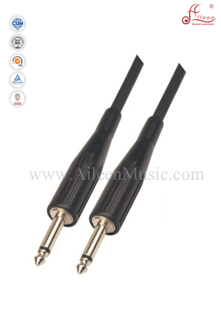 1/4"TS Connector Type 6mm PVC Black Spiral Guitar Cable (AL-G031)