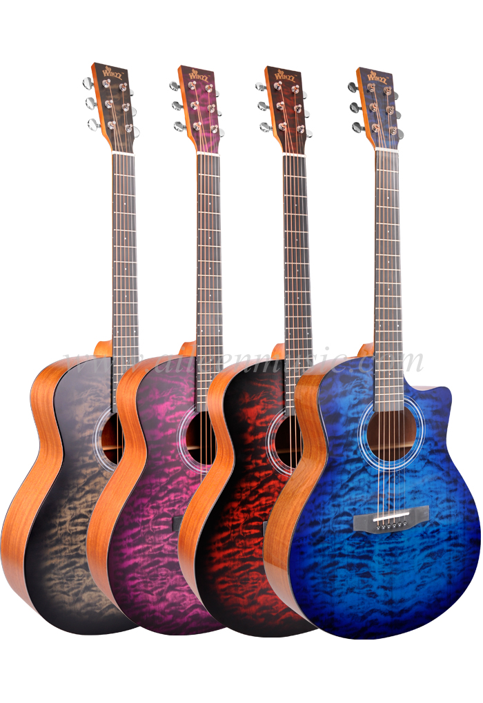 41 Inch colorful Cutaway Solid Sprue Top Acoustic Guitar ( AFM17DTC-GA)