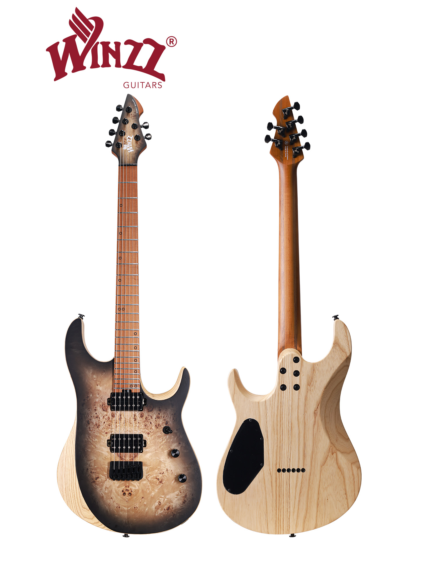 WOS150-24-AP Winzz New Design Swamp Ash+Poplar Burl Top 6-string Electric Guitar