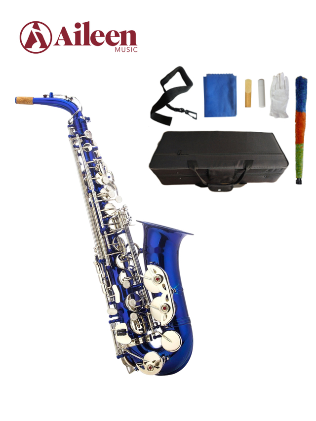 Professional Eb Alto Saxophone Yellow Brass Engraved Colored Finish with Case (SP1001C)