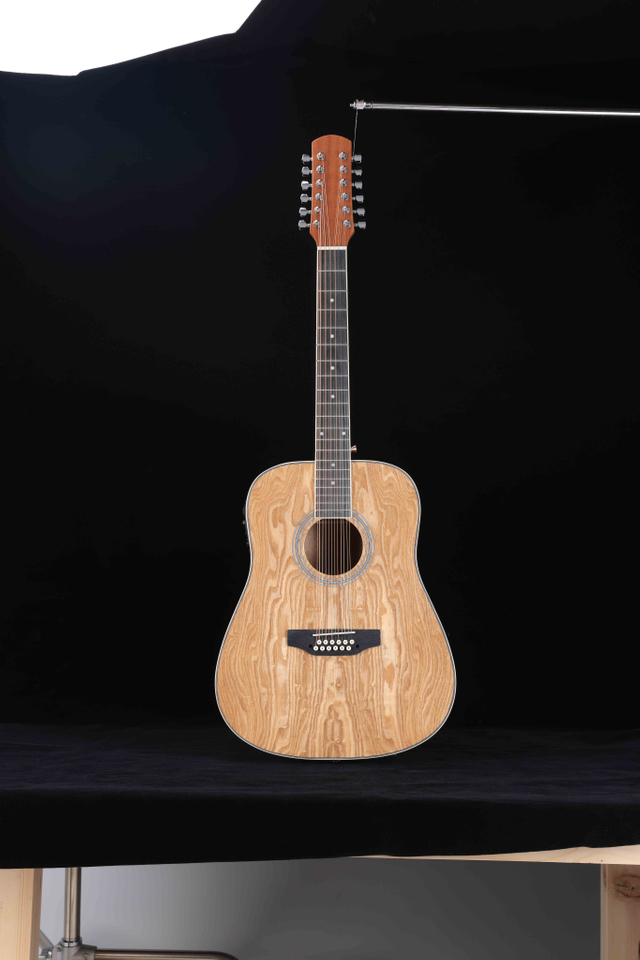 AF55E-12 12 Strings Quilted Ash Plywood Top 44'' Acoustic Guitar 