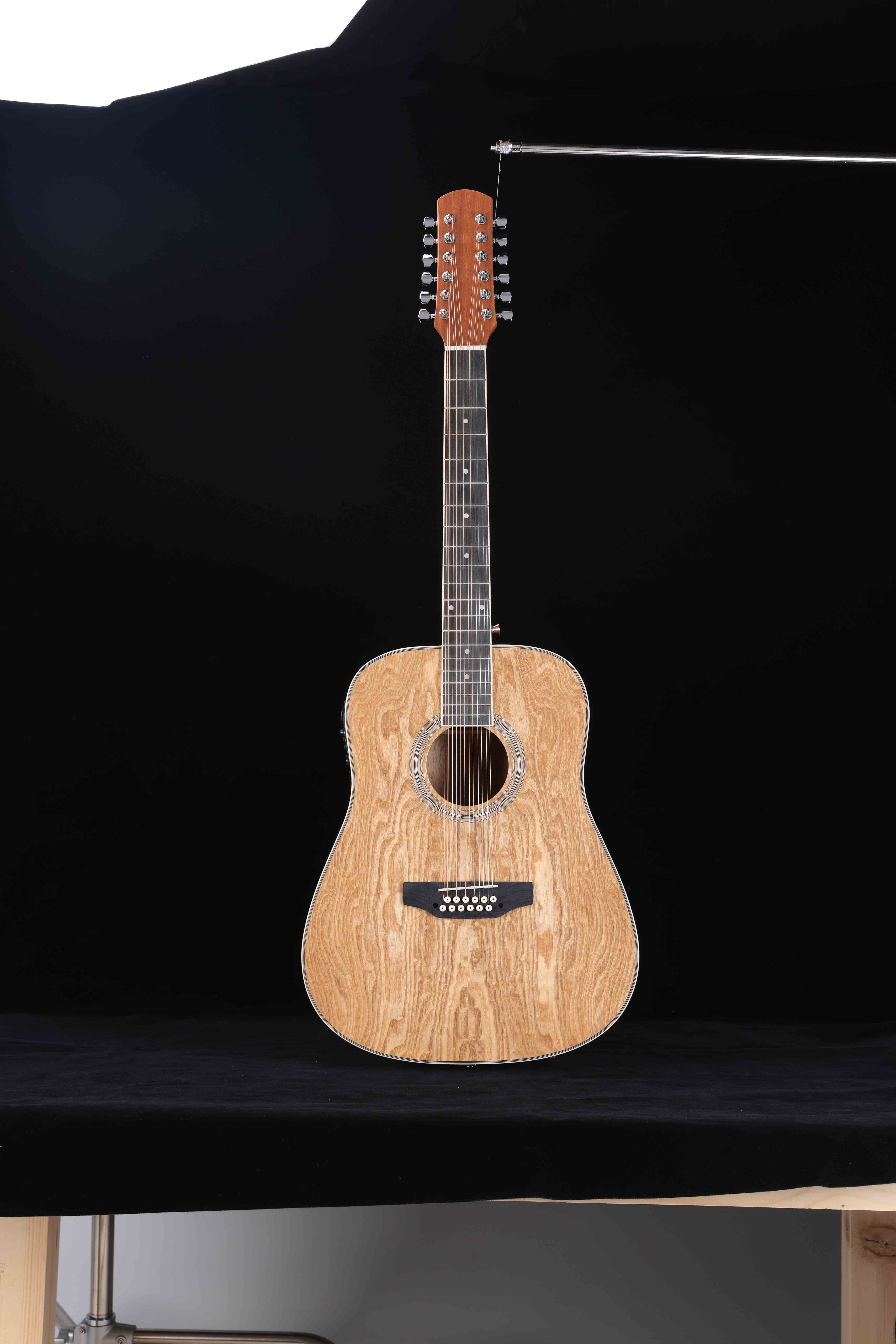 AF55E-12 12 Strings Quilted Ash Plywood Top 44'' Acoustic Guitar 