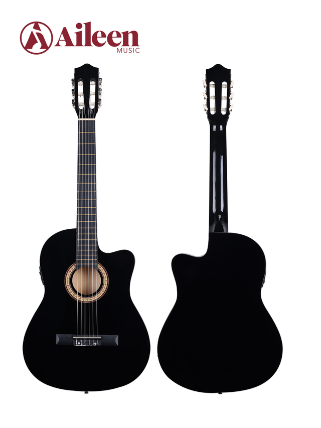 39" Cutaway Linden Plywood Thin Body Student Electric Acoustic Guitar (AC001ET)