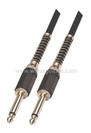 6mm 1/4"TS PVC Black Spiral Instrument Guitar Cable (AL-G025)