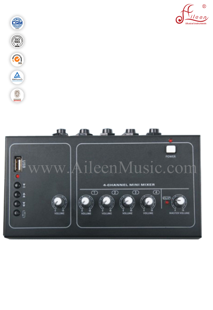 Musical Instrument DC9V Power 4 MIC Inputs 20dB Gain DJ Mixing Console (ADM-60MP)