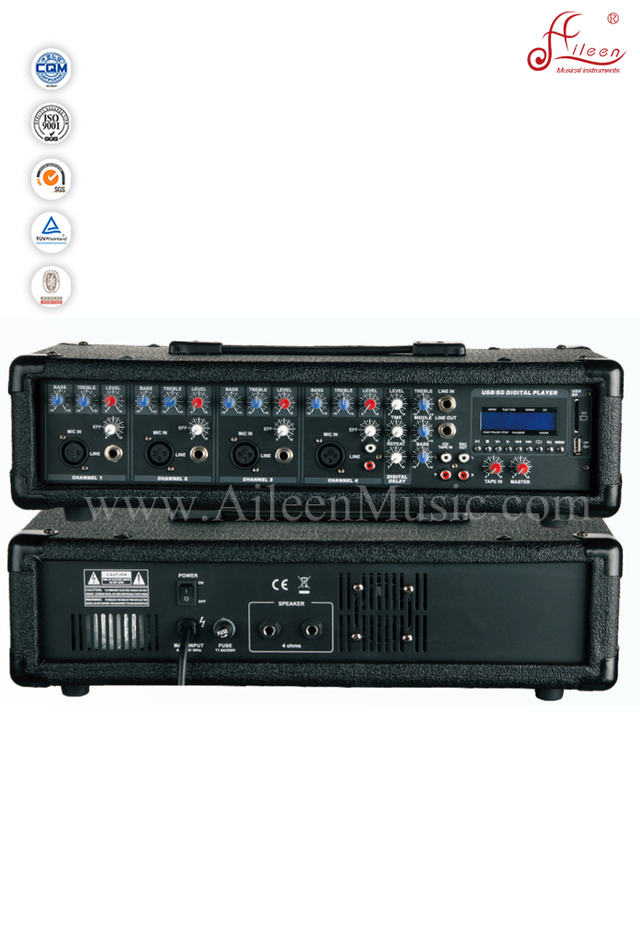XLR Balanced 4 Channel PA Amplifier Treble Bass EQ Mobile Power Amplifier (APM-0430BU)