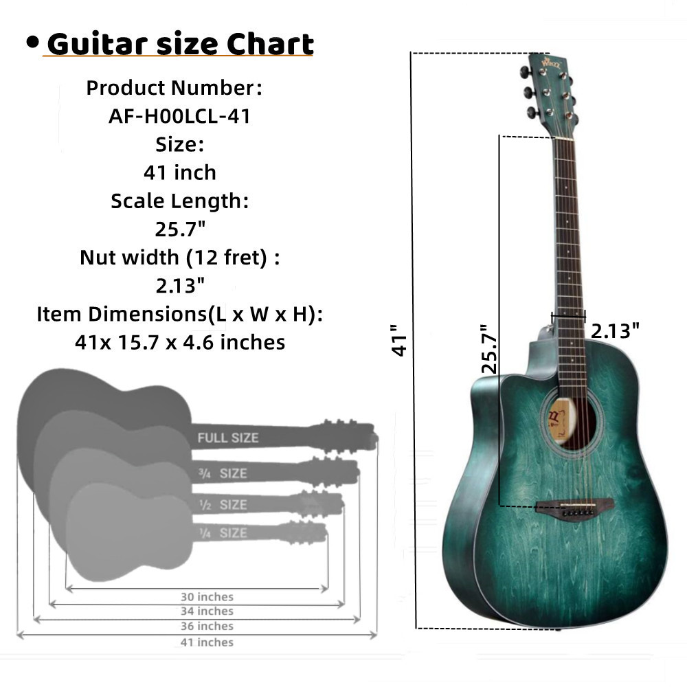 41-Inch Left Handed Beginner Acoustic Electric Guitar(AF-H00LCL)