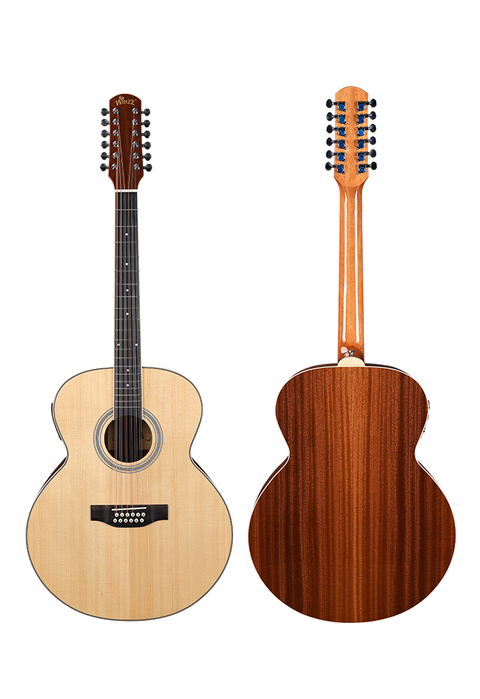 AFM17-J-12 High Quality Solid Spruce 12 Strings Jumbo Acoustic Guitar