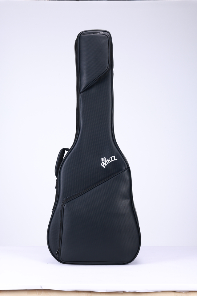 Acoustic Guitar Gig Bag 15mm PE Foam Padding Black PU Fabric Nylex Lining Large Pocket (BGW1718)