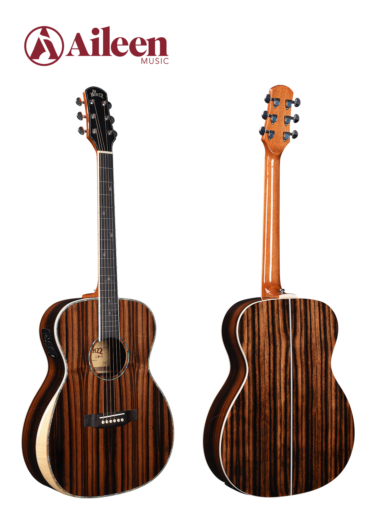 WAG902E-OM Musical Instrument Winzz Exotic Material OM Shape 40" Acoustic Guitar