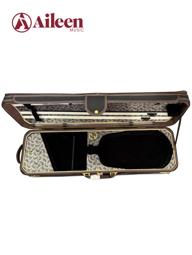 Oblong Shape 4/4 Deluxe Wooden Violin Hard Case with Hygrometer CSV1076