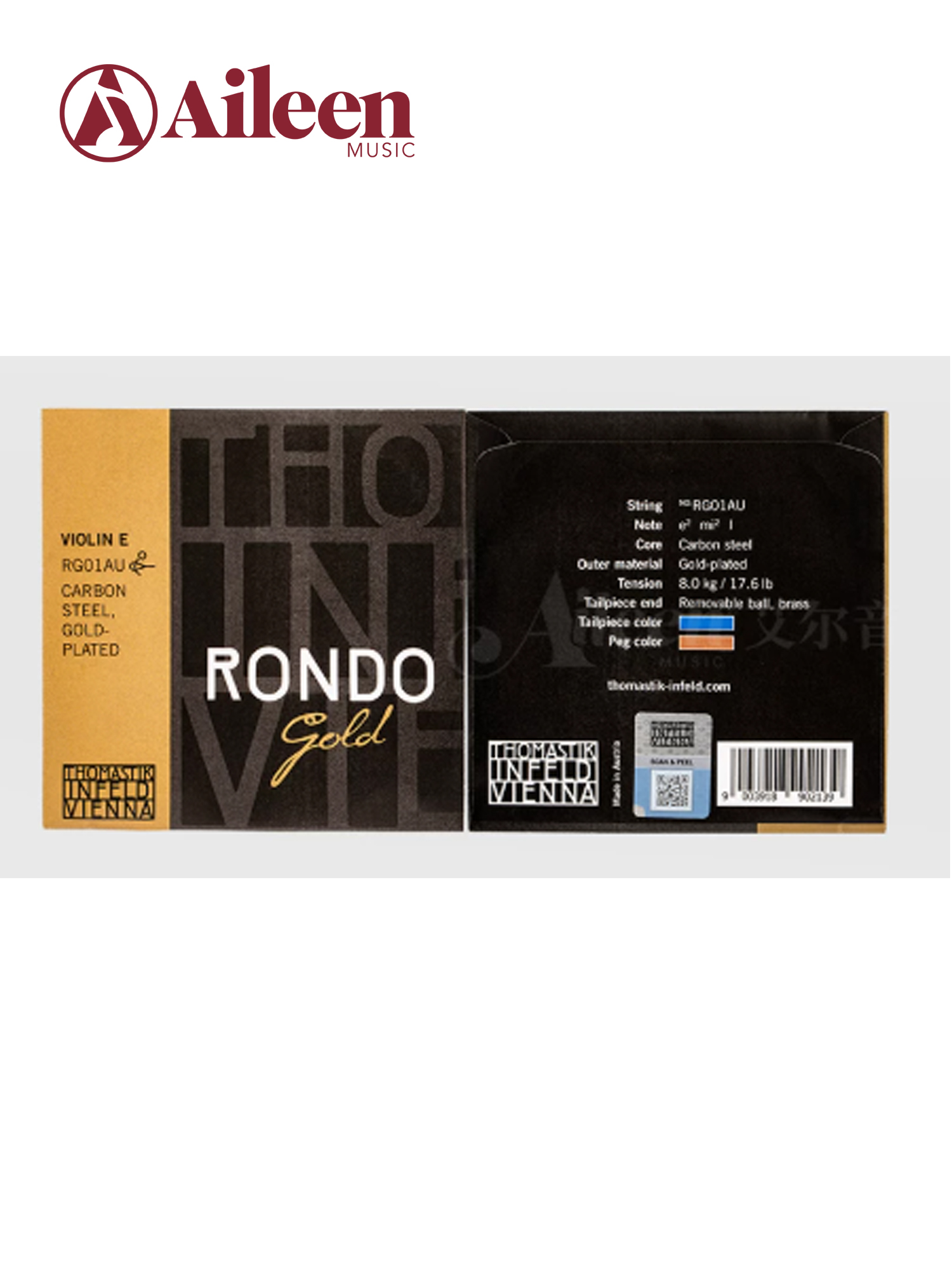 Austrian Thomastik-Infeld RONDO Upgraded Version Violin Strings – Gold E String