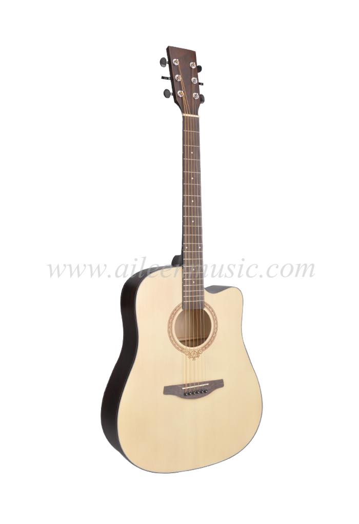41 Inch D Shape Black ABS Binding Acoustic Guitar (AFM-H10)