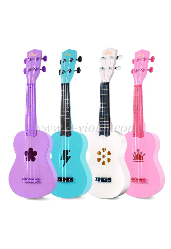 21" Soprano Coloured Linden Plywood children ukulele（AU01L-PFB)