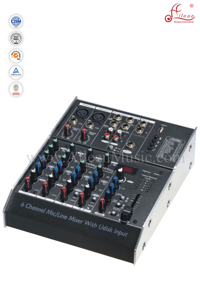 Professional Stereo 6 Channles 48V Phantom DSP Mixer Mixing Console (AMS-C602FX)