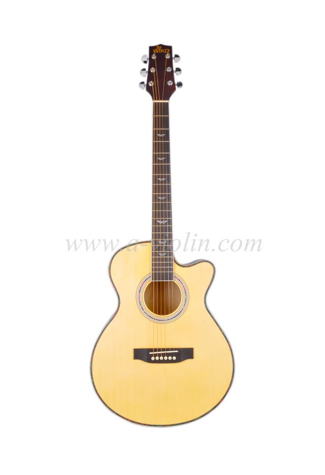 Spruce Plywood Sapeli Acoustic Guitar With Black ABS Binding (AF168CW-39)
