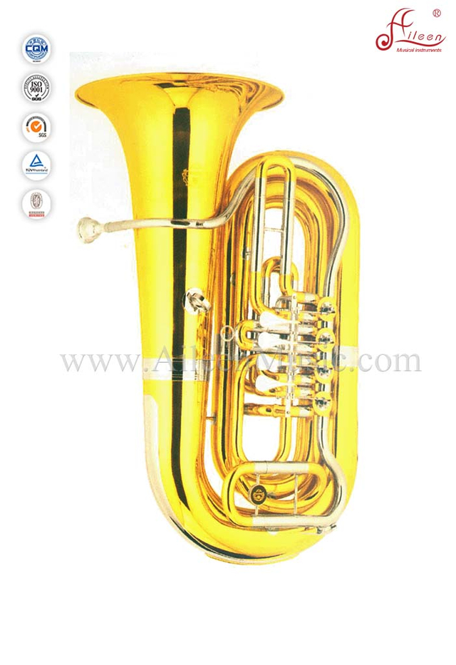 4 Valves Bb Key Gold Lacquer Rotary Tuba (TU9915)