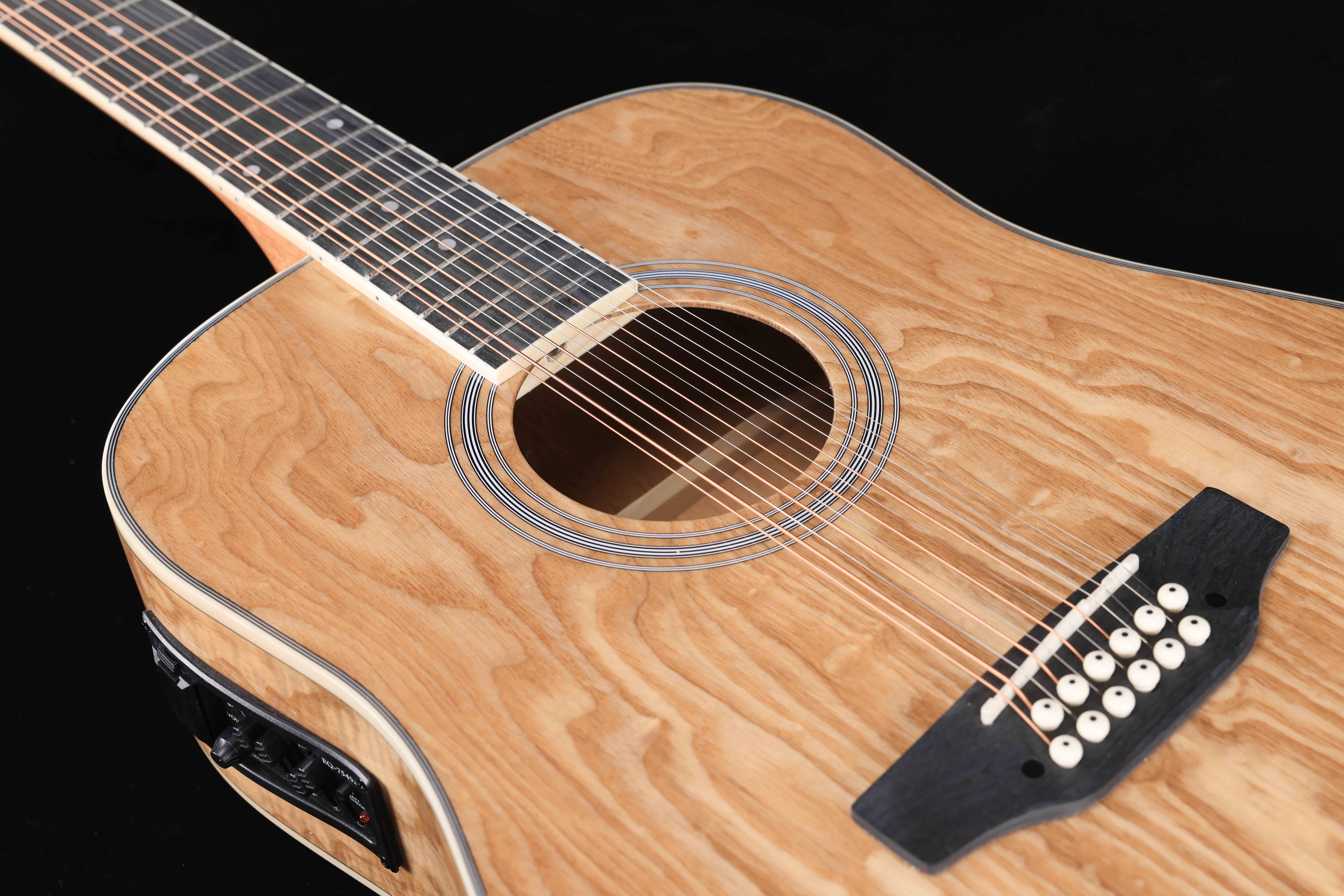 AF55E-12 12 Strings Quilted Ash Plywood Top 44'' Acoustic Guitar 