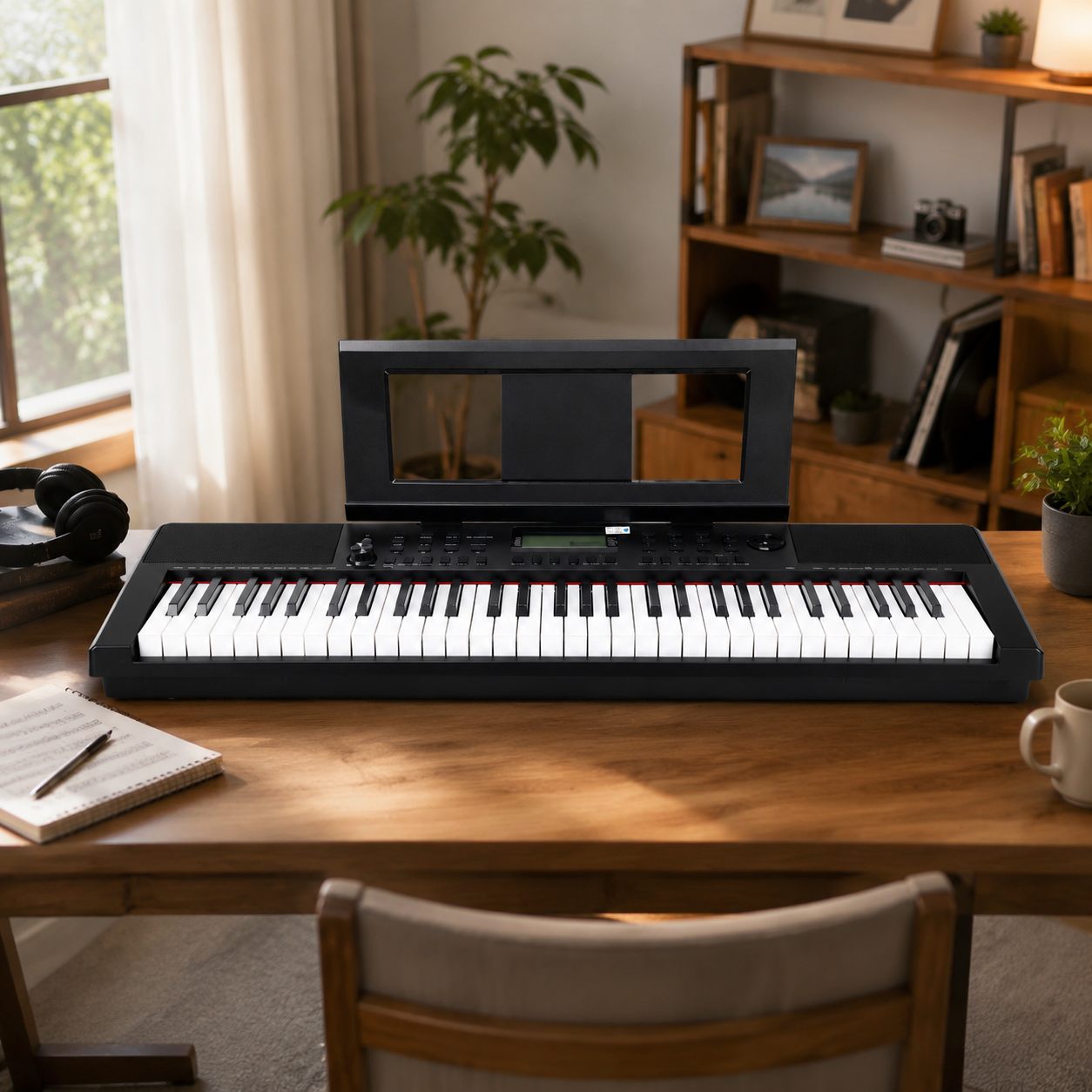 61-Key Digital Electric Keyboard Piano with France Dream Sound, Bluetooth MIDI, LCD Display (EK6103)