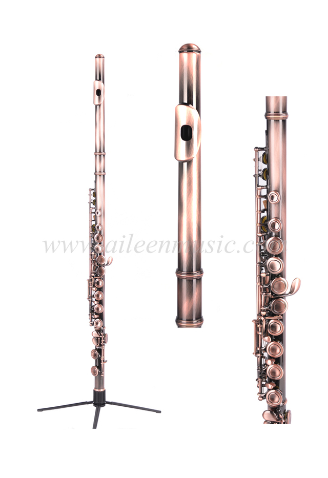 16 Keys Cupronickel Body Antique Brass Finish C Key Entry Grade Flute (FL-G601AS)