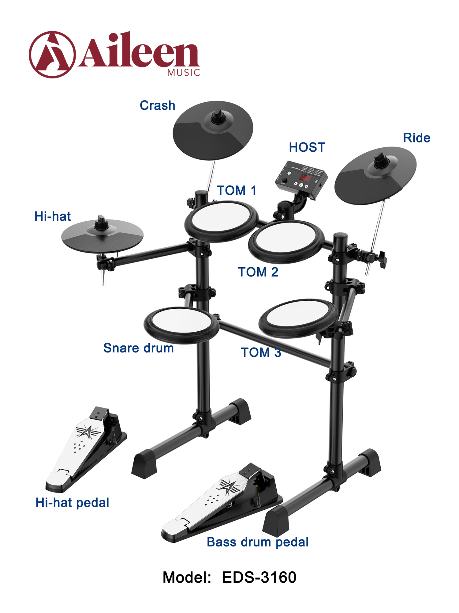 High Quality Professional Double Triggers Electronic Drum Sets (EDS-3160)