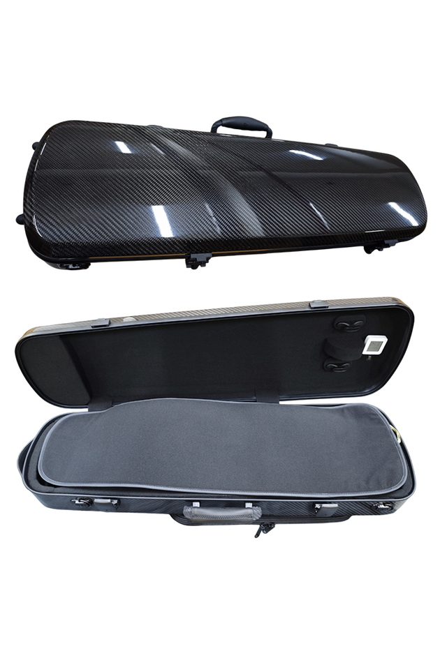 CSV-C68- GTBK Aileen Patent Cherishing Series 4/4 Glossy Carbon Fiber Black Violin Cases