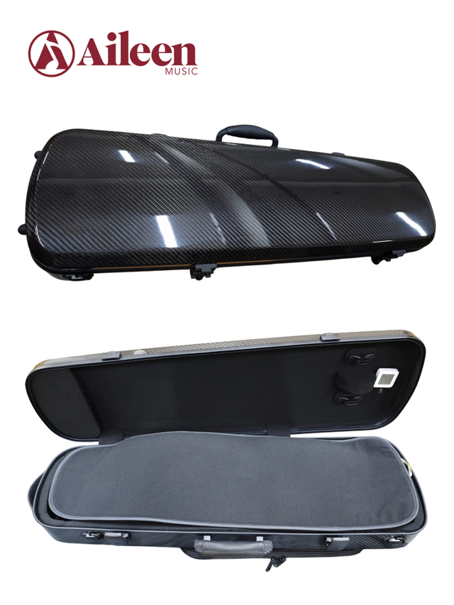 CSV-C68- GTBK Aileen Patent Cherishing Series 4/4 Glossy Carbon Fiber Black Violin Cases