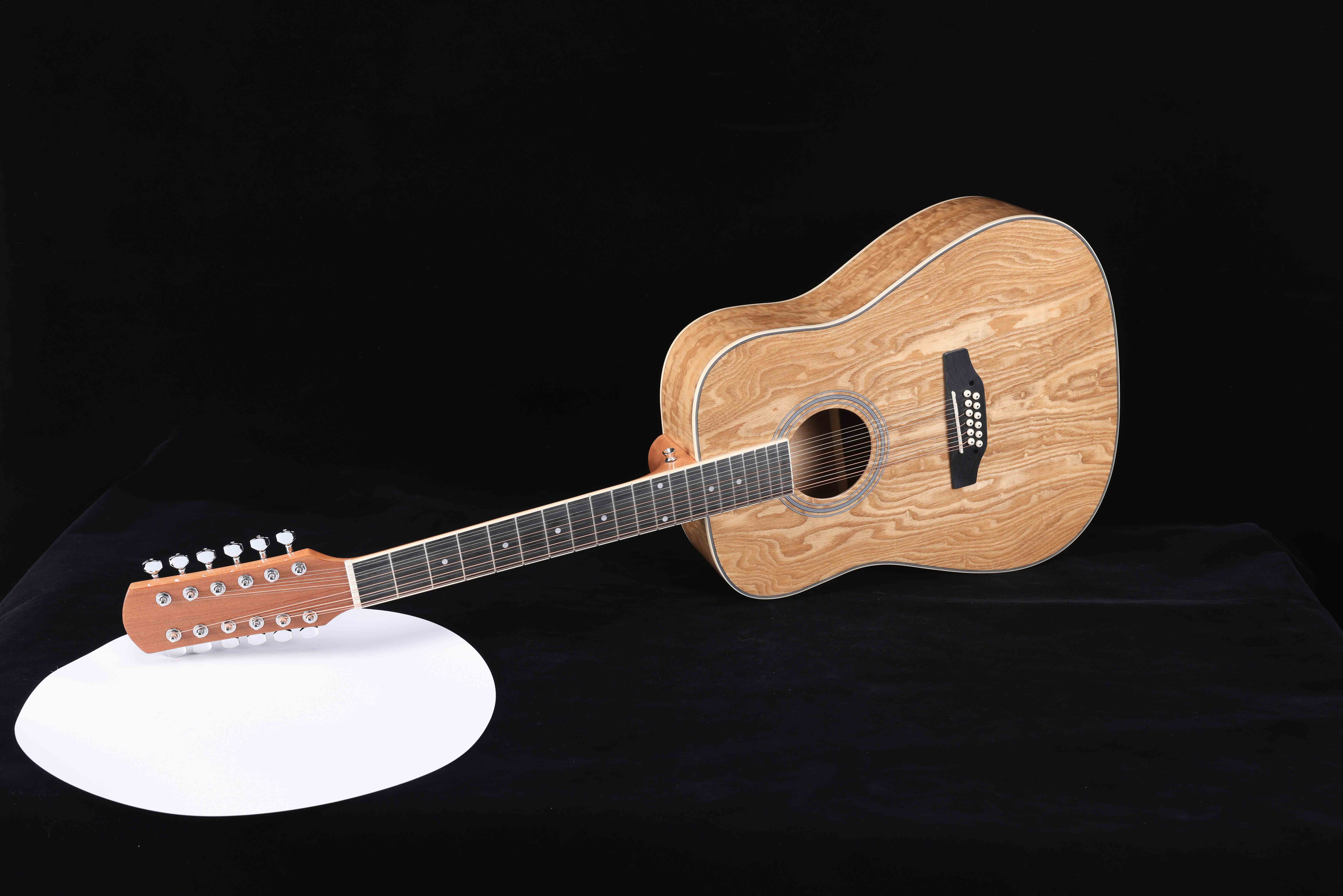 AF55E-12 12 Strings Quilted Ash Plywood Top 44'' Acoustic Guitar 