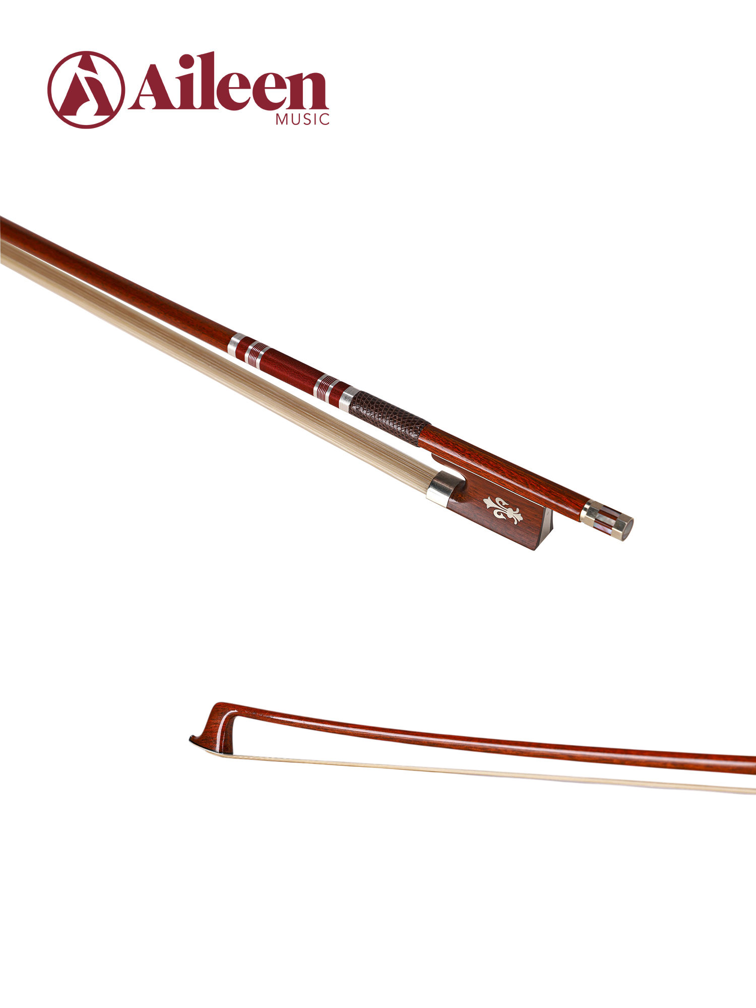 Premium Carbon Fiber Violin Bow Wood Grain Finish Hand Carved Snakewood Frog with Natural Horsehair (WV895CH-W)
