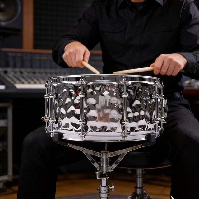 SN-LH1 14''x6.5'' Steel Drum Shell Hammered Finish Professional Snare Drum